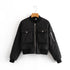 Loose Casual Long Sleeve Bomber Jacket Zip - ROUTINE FASHION